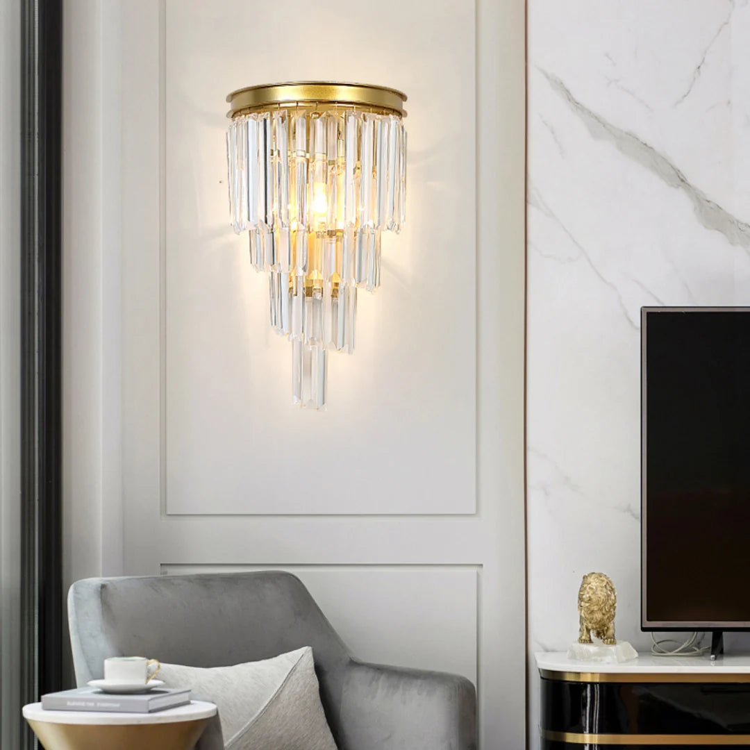 Crystal Tiered Tapered Wall Light