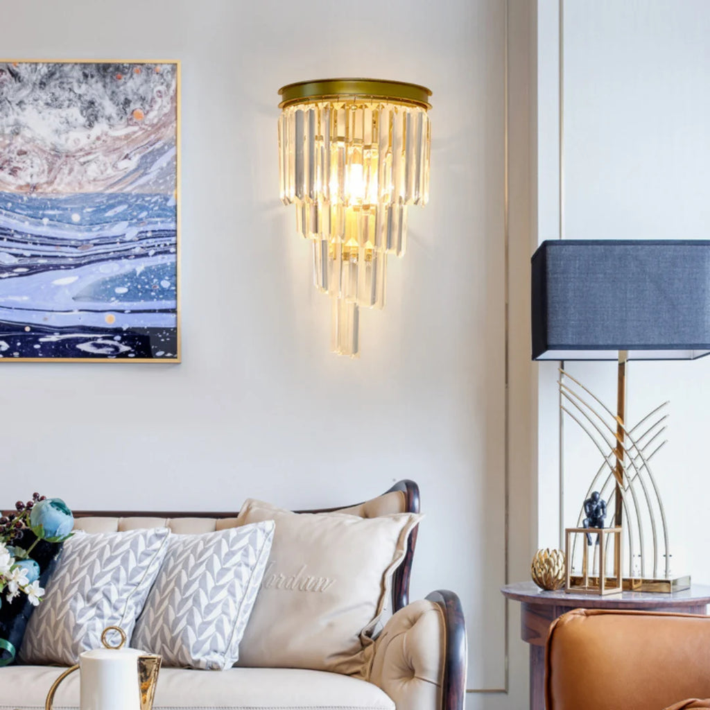 Crystal Tiered Tapered Wall Light