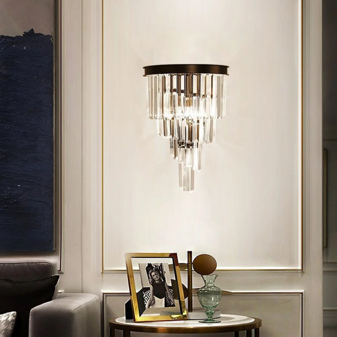 Crystal Tiered Tapered Wall Light