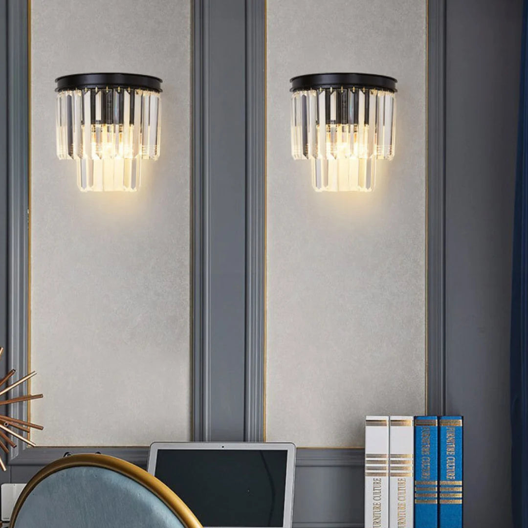 Crystal Tiered Tapered Wall Light