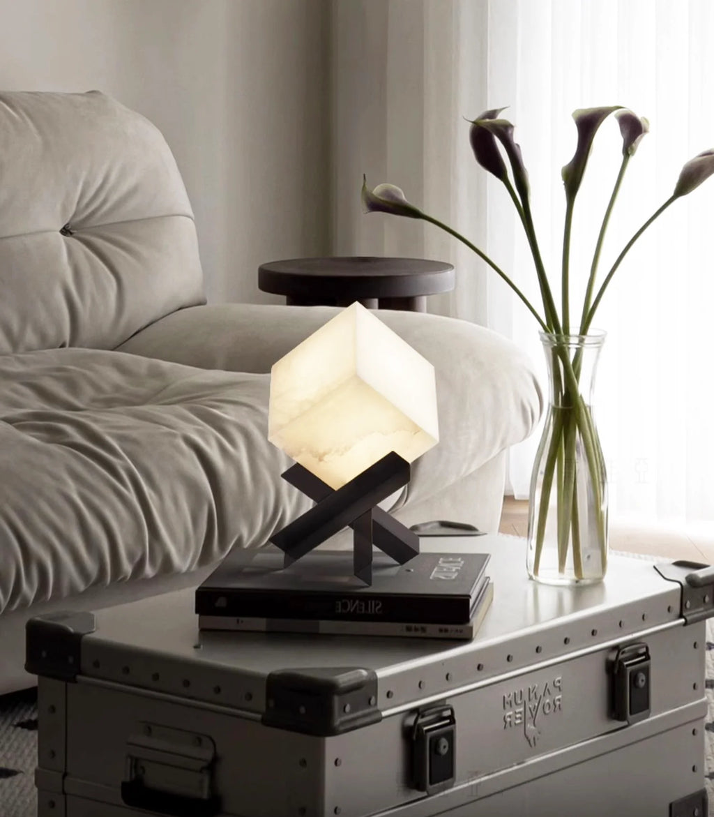 Cube Alabaster Table Lamp