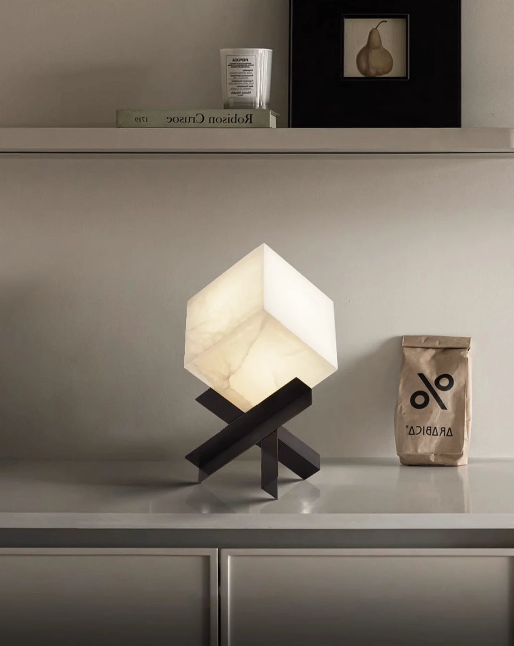 Cube Alabaster Table Lamp