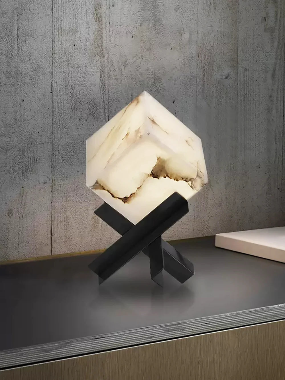 Cube Alabaster Table Lamp