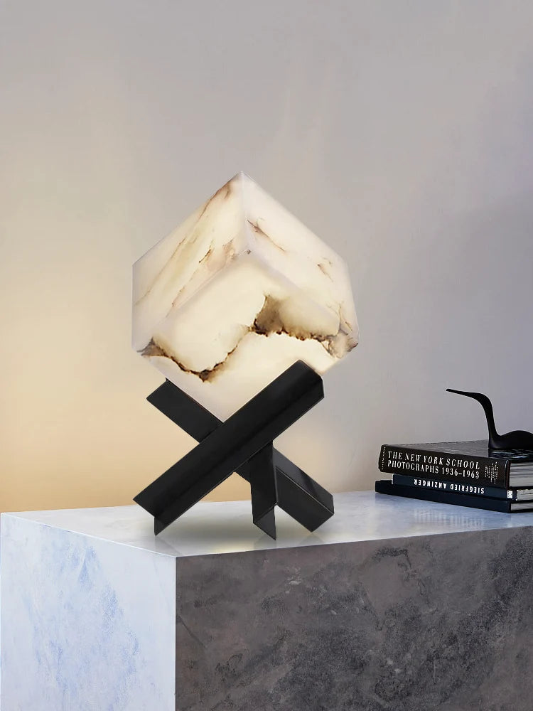 Cube Alabaster Table Lamp