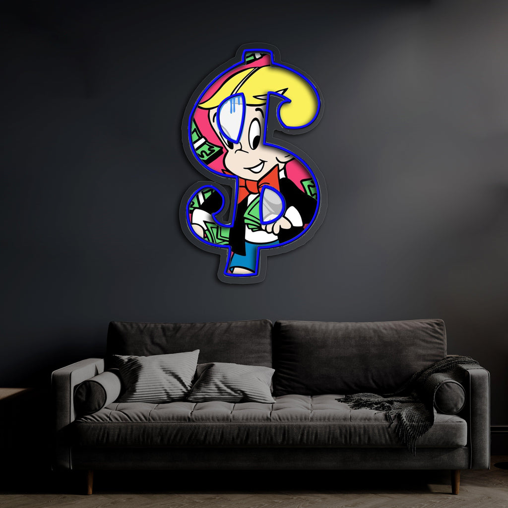 LED Neon Richie Rich Custom Wall Art Sign - Handcrafted Premium Pop Culture Decor