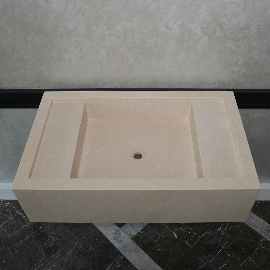 Light Pearl Marble Natural Stone Bathroom Vanity Sink - Handmade Custom
