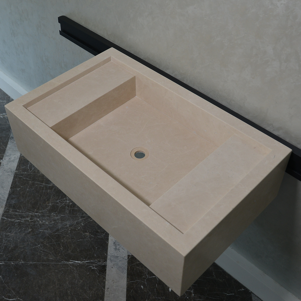 Light Pearl Marble Natural Stone Bathroom Vanity Sink - Handmade Custom