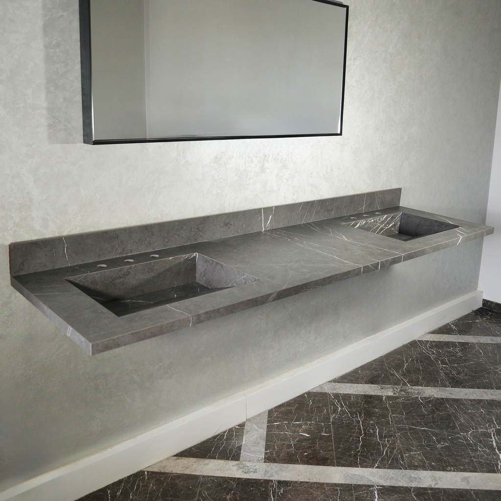 Engineered Porcelain Double Sink - Pietra Grey Italian Handcrafted