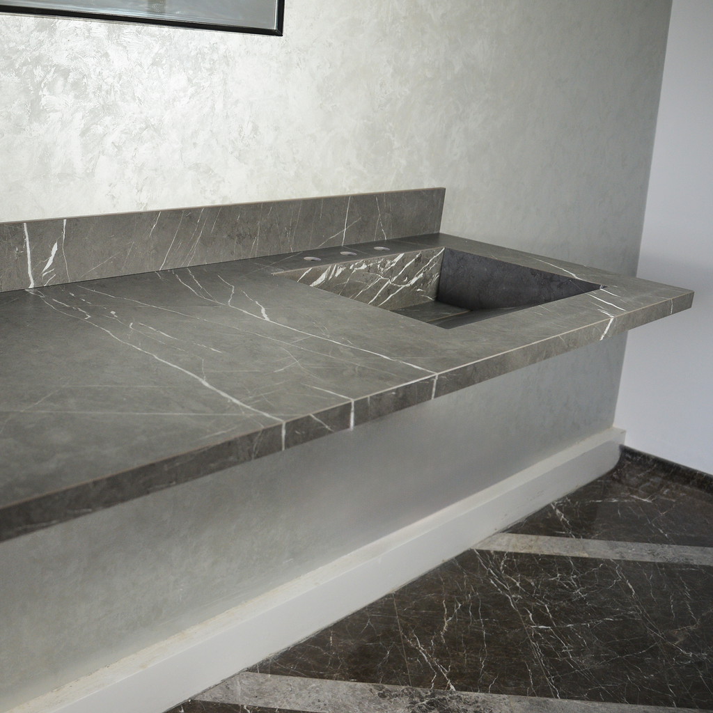 Engineered Porcelain Double Sink - Pietra Grey Italian Handcrafted