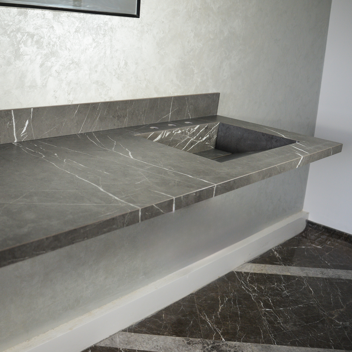 Engineered Porcelain Double Sink - Pietra Grey Italian Handcrafted