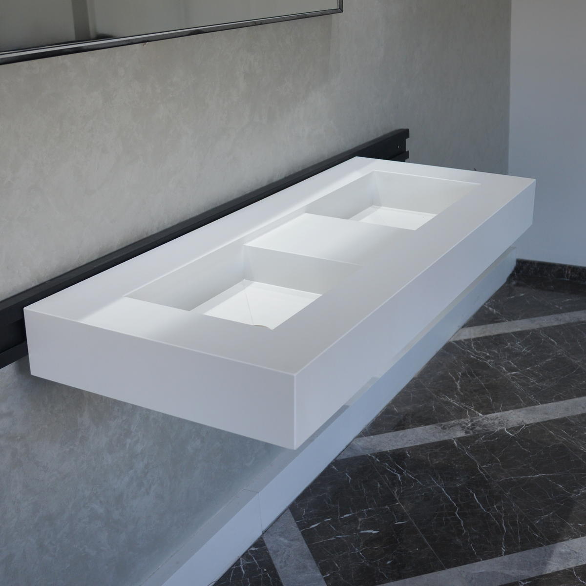 White Quartz Double Undermount Kitchen Sink - Custom Crafted