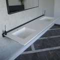 White Quartz Double Sink - Handcrafted Engineered Custom Design