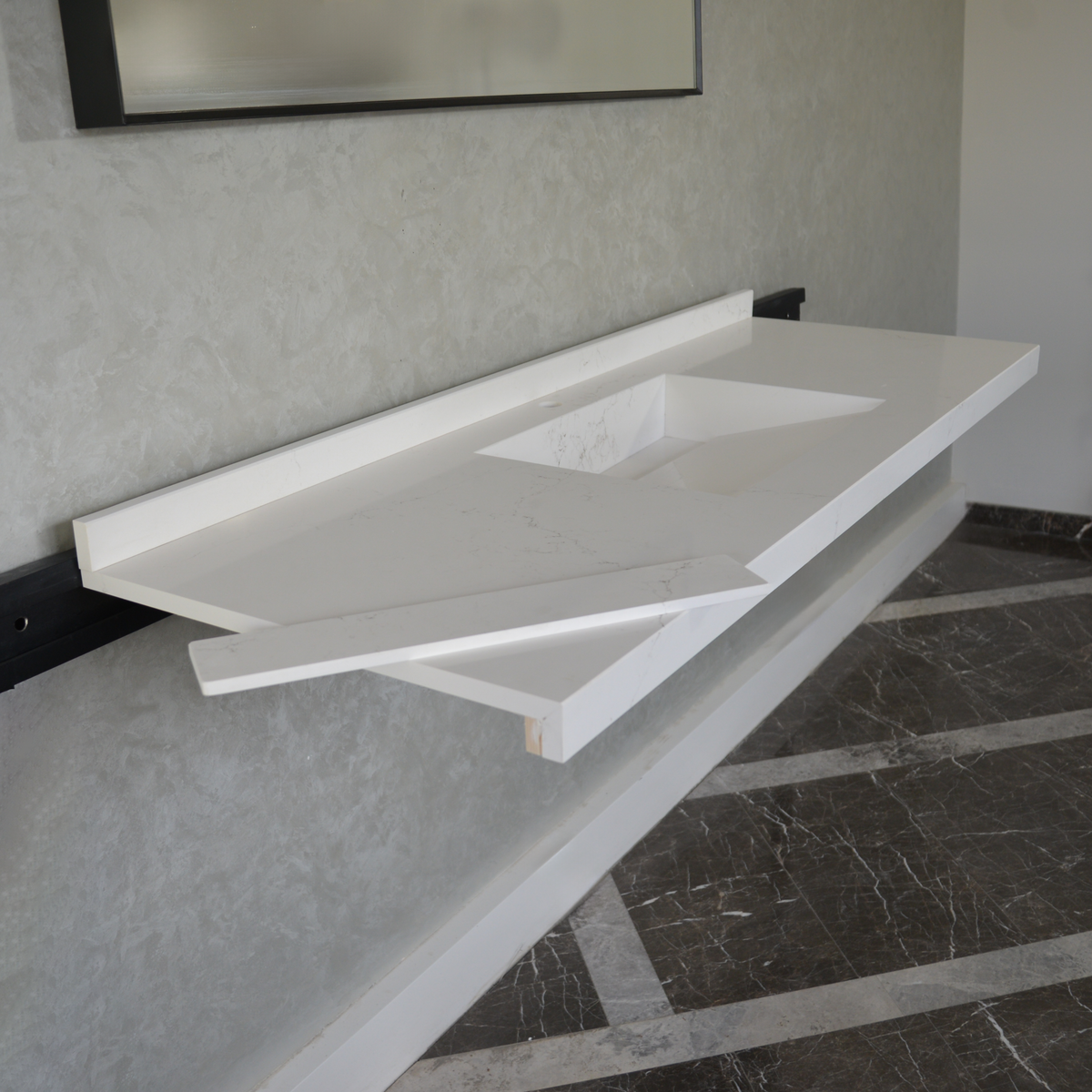 Handcrafted Non-Porous Quartz Kitchen Sink with Seamless Surface