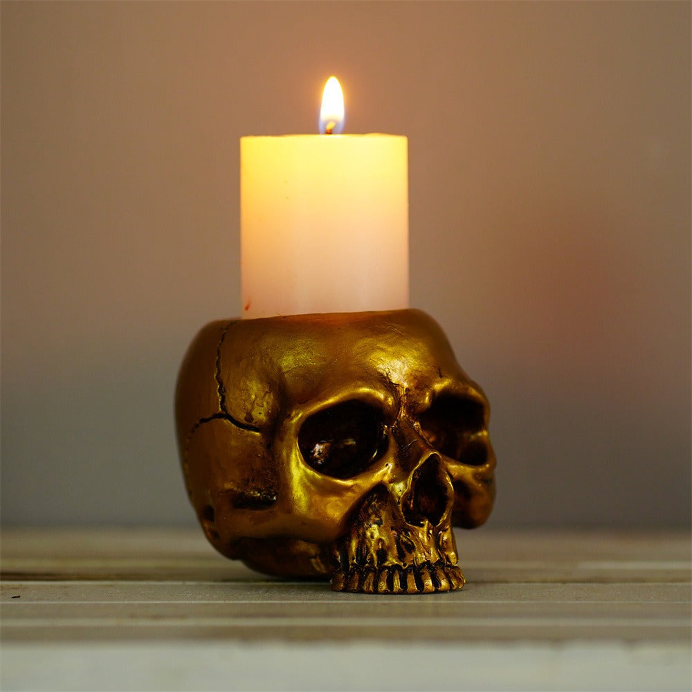 Small Golden Skull Decoration Desktop Small Storage succulent basin tabletop candle holder