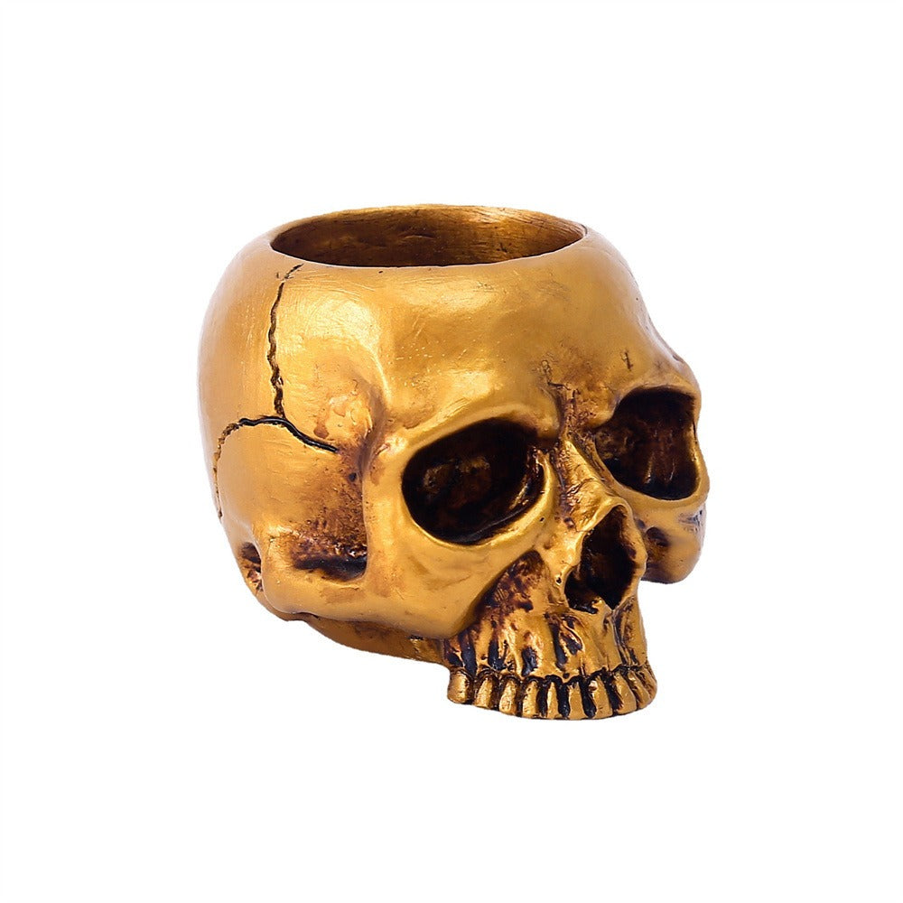 Small Golden Skull Decoration Desktop Small Storage succulent basin tabletop candle holder