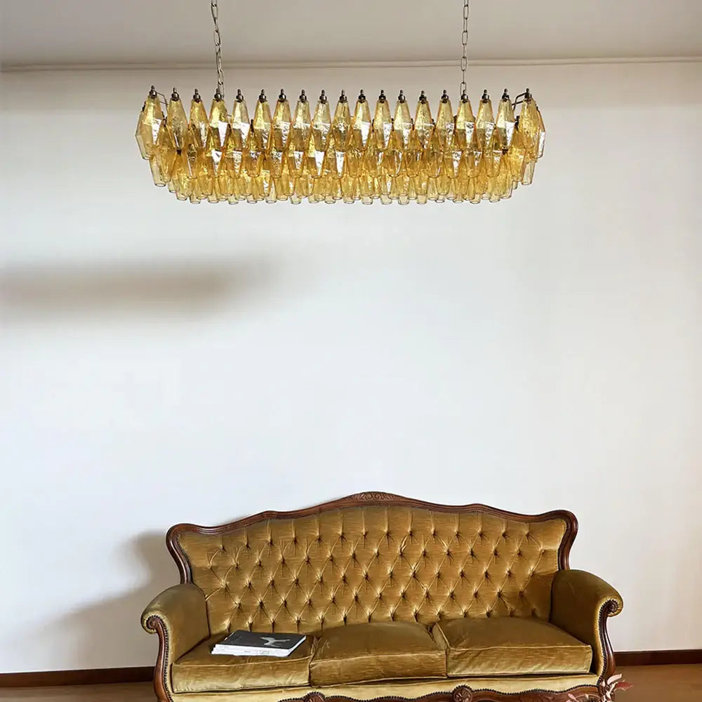 Elegant Amber Murano Poliedri Chandelier