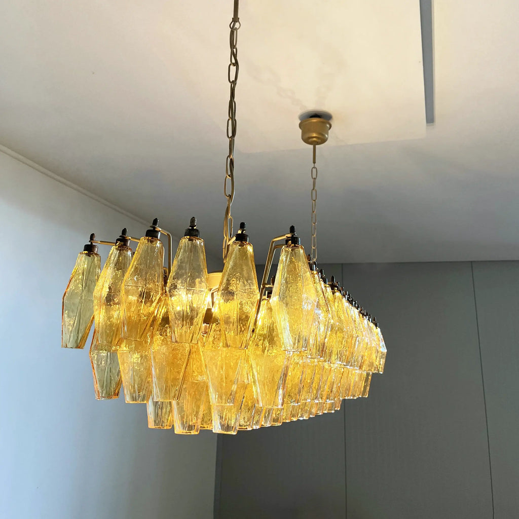 Elegant Amber Murano Poliedri Chandelier