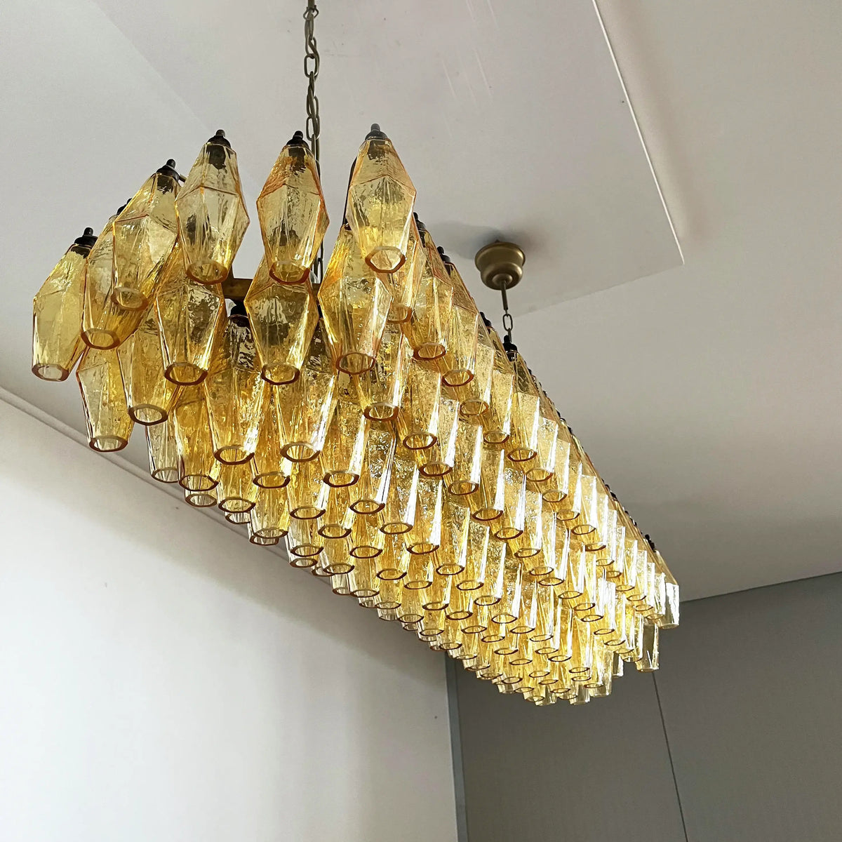 Elegant Amber Murano Poliedri Chandelier