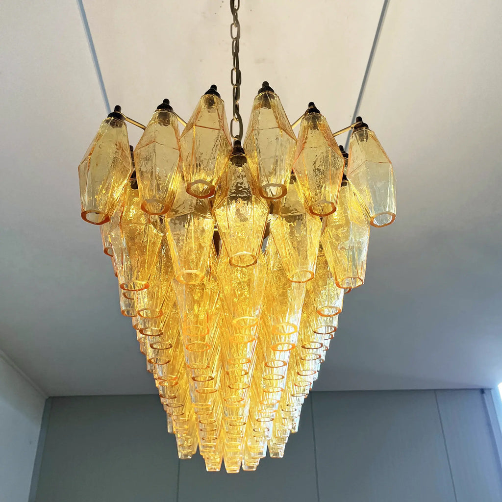 Elegant Amber Murano Poliedri Chandelier