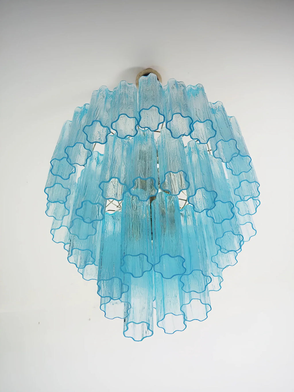 Elegant Blue Murano Glass Tube Chandelier