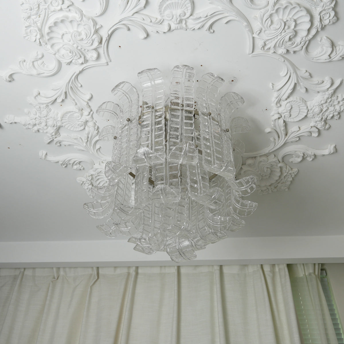 Elegant Murano Leaf Shaped Ceiling Lamp