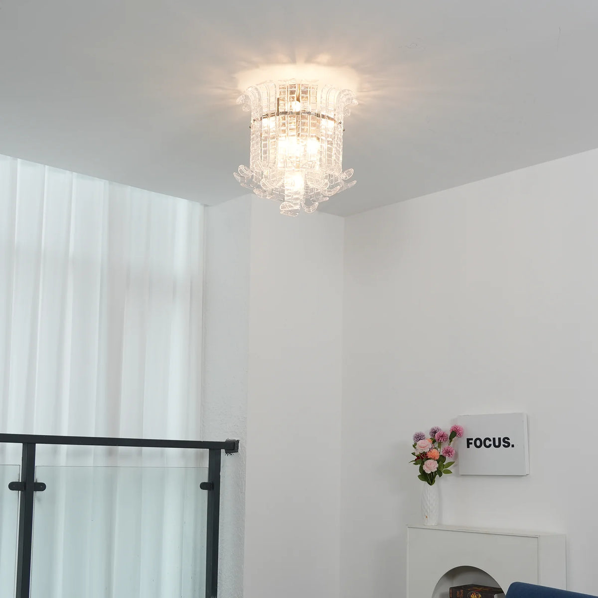 Elegant Murano Leaf Shaped Ceiling Lamp