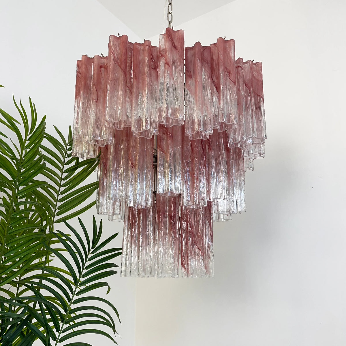 Elegant Murano Pink Rose Chandelier