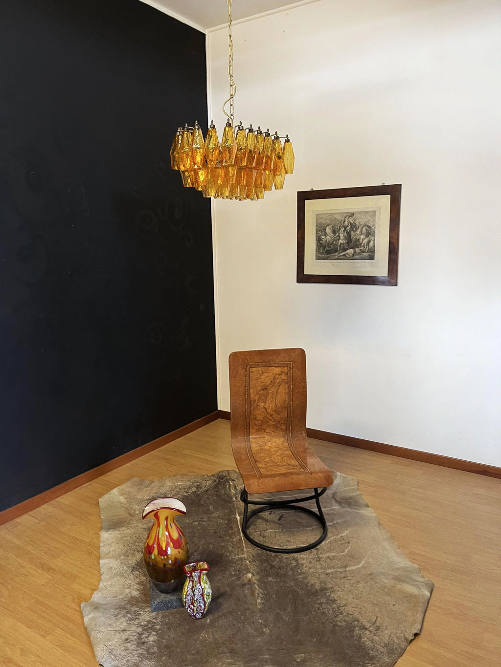 Poliedri Murano Amber Chandelier