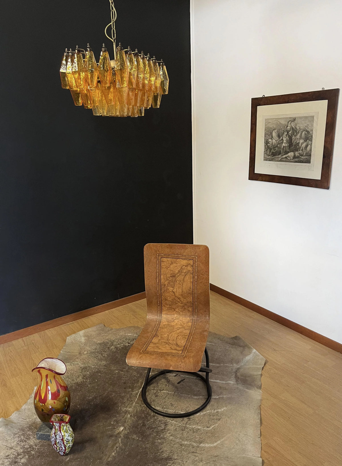 Poliedri Murano Amber Chandelier