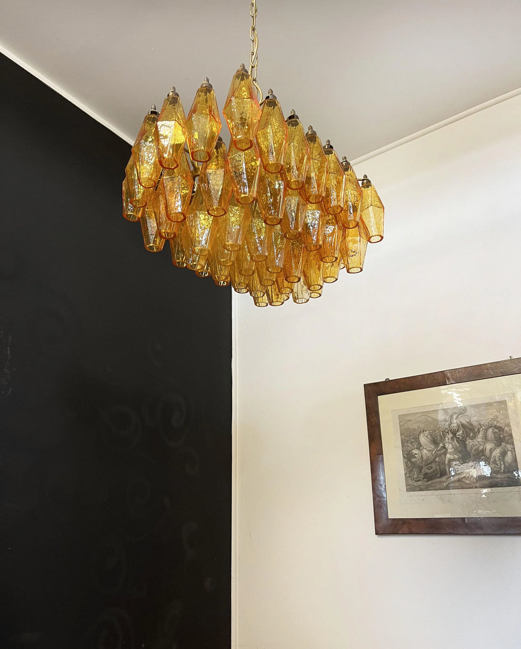 Poliedri Murano Amber Chandelier