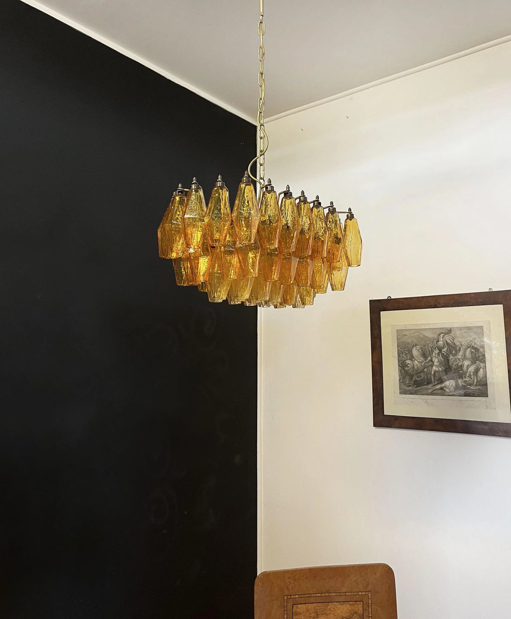 Poliedri Murano Amber Chandelier