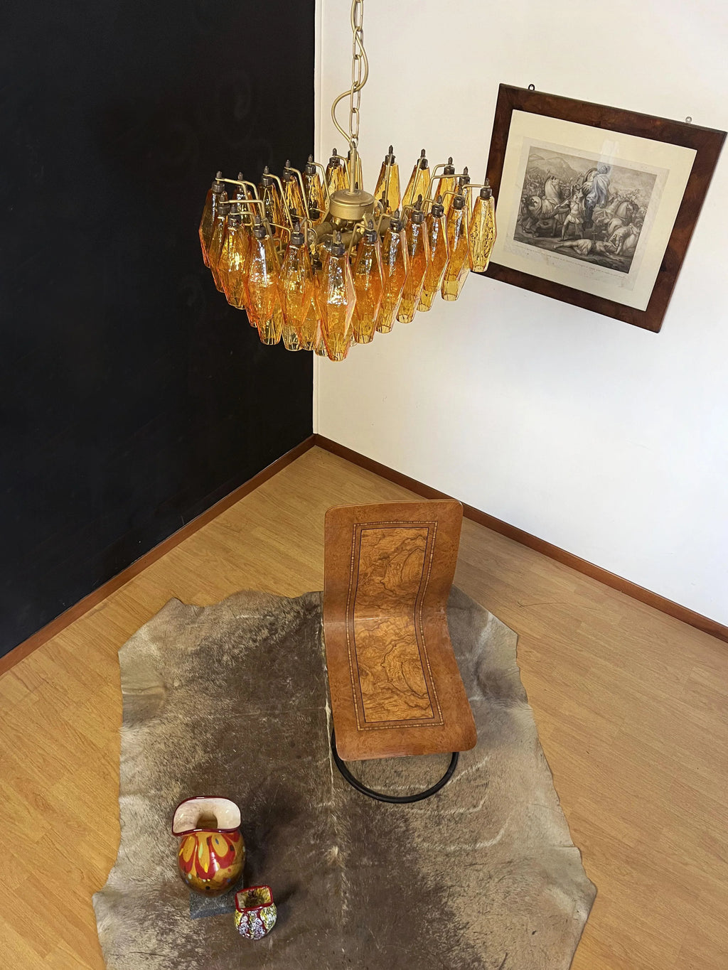Poliedri Murano Amber Chandelier