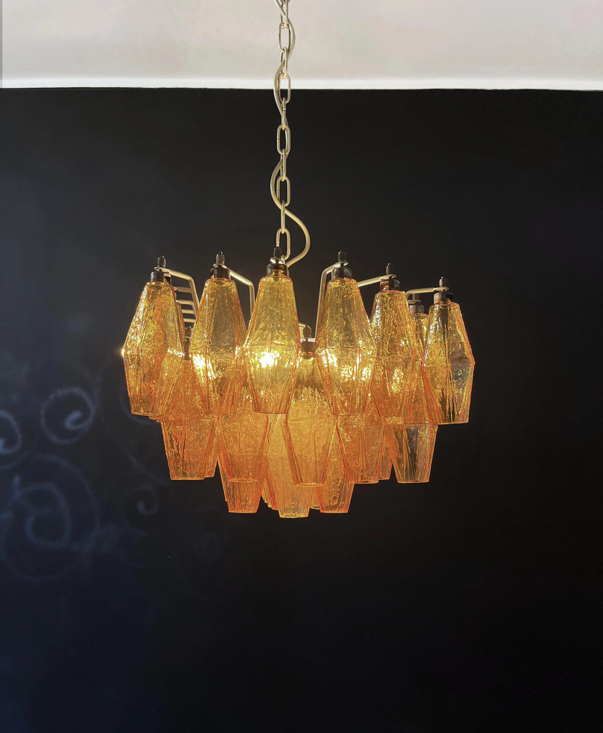 Poliedri Murano Amber Chandelier