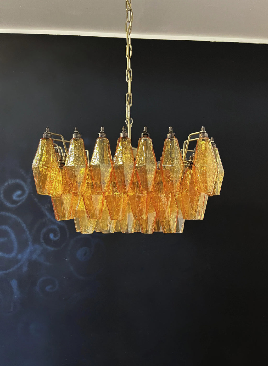 Poliedri Murano Amber Chandelier