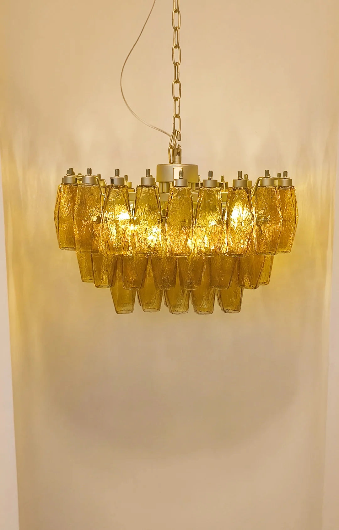 Poliedri Murano Amber Chandelier