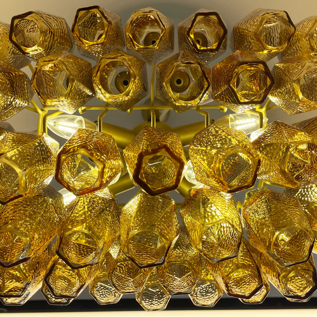 Poliedri Murano Amber Chandelier