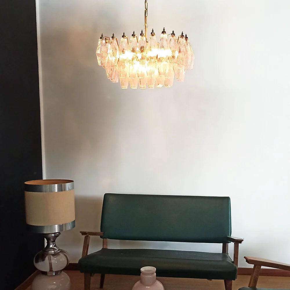Poliedri Murano Pink Chandelier