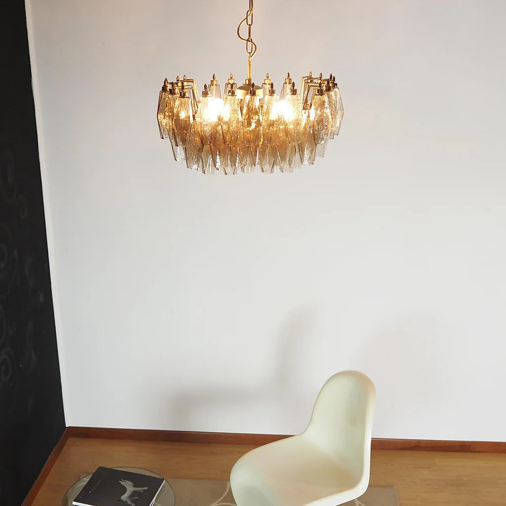 Poliedri Murano Smoked Chandelier