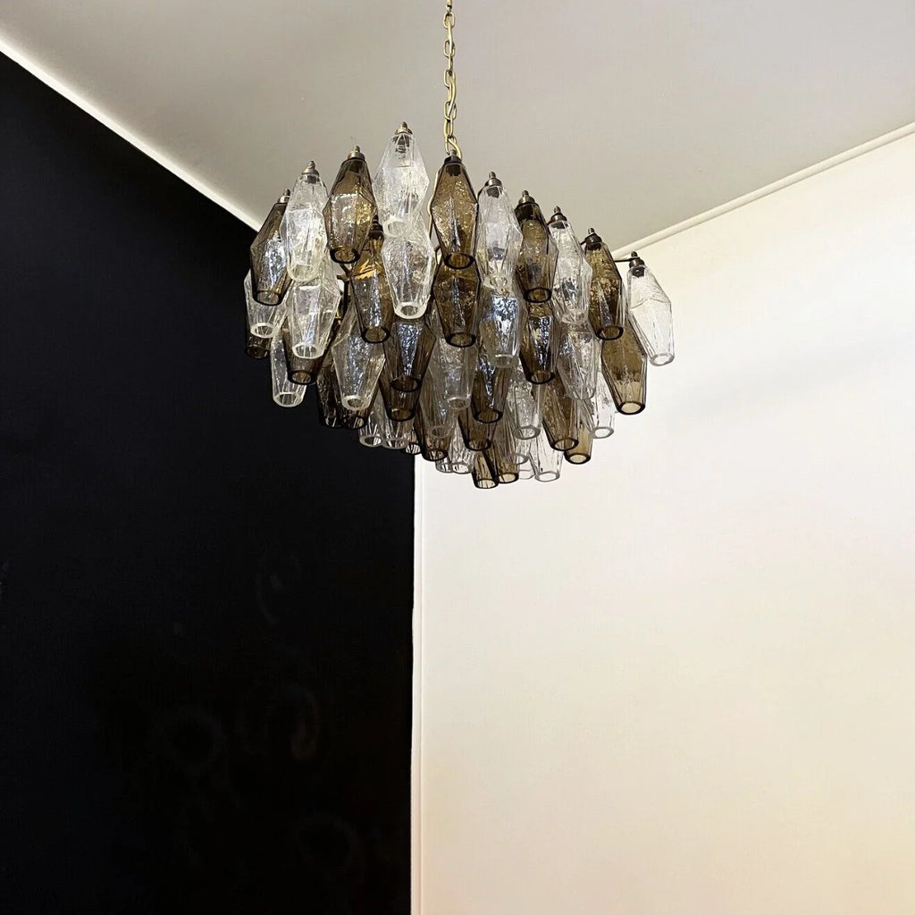 Poliedri Murano Transparent Smoked Chandelier