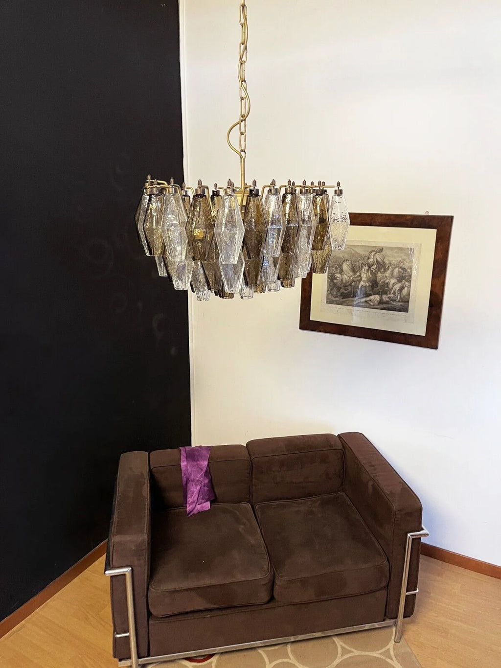 Poliedri Murano Transparent Smoked Chandelier