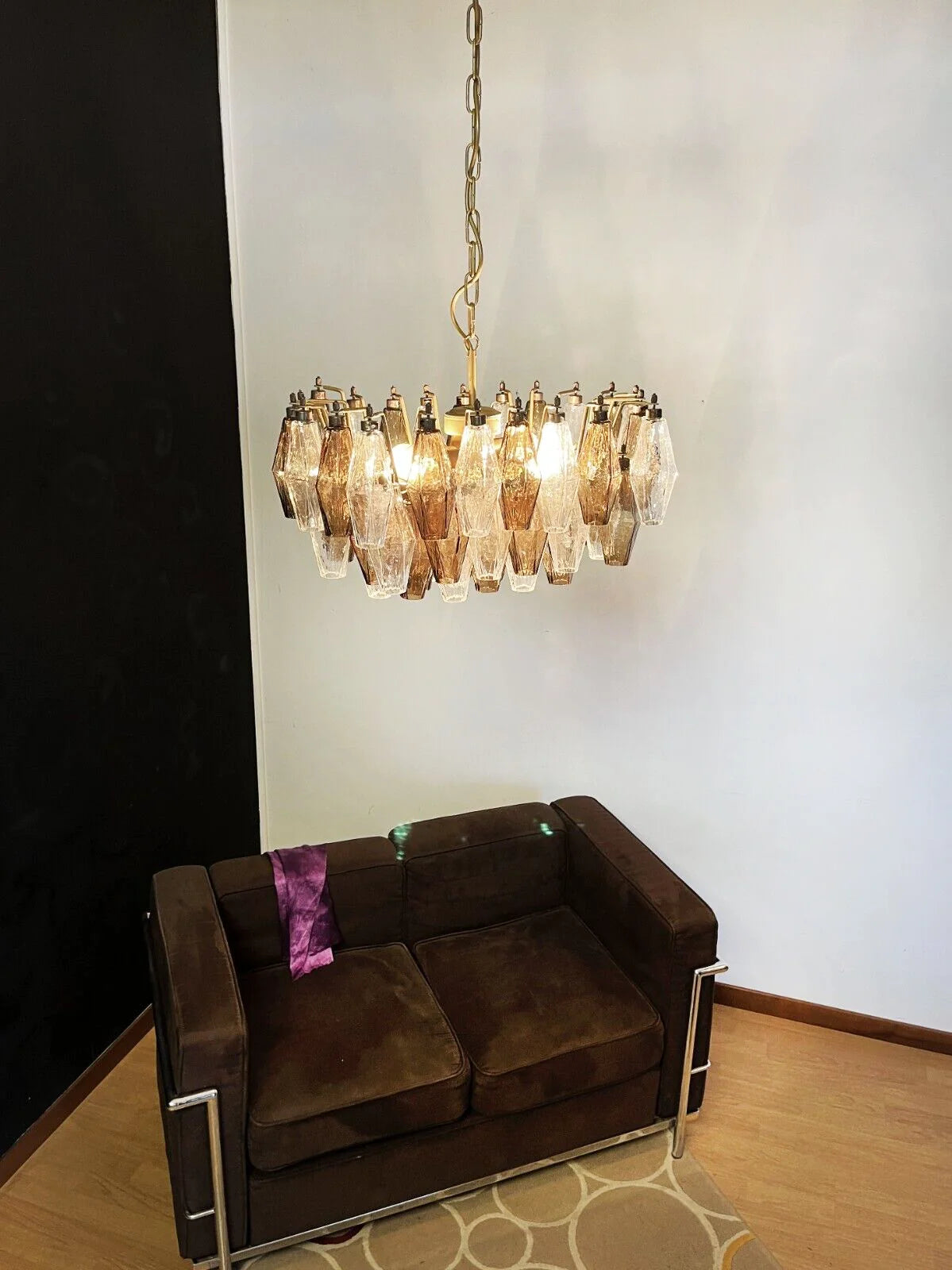Poliedri Murano Transparent Smoked Chandelier