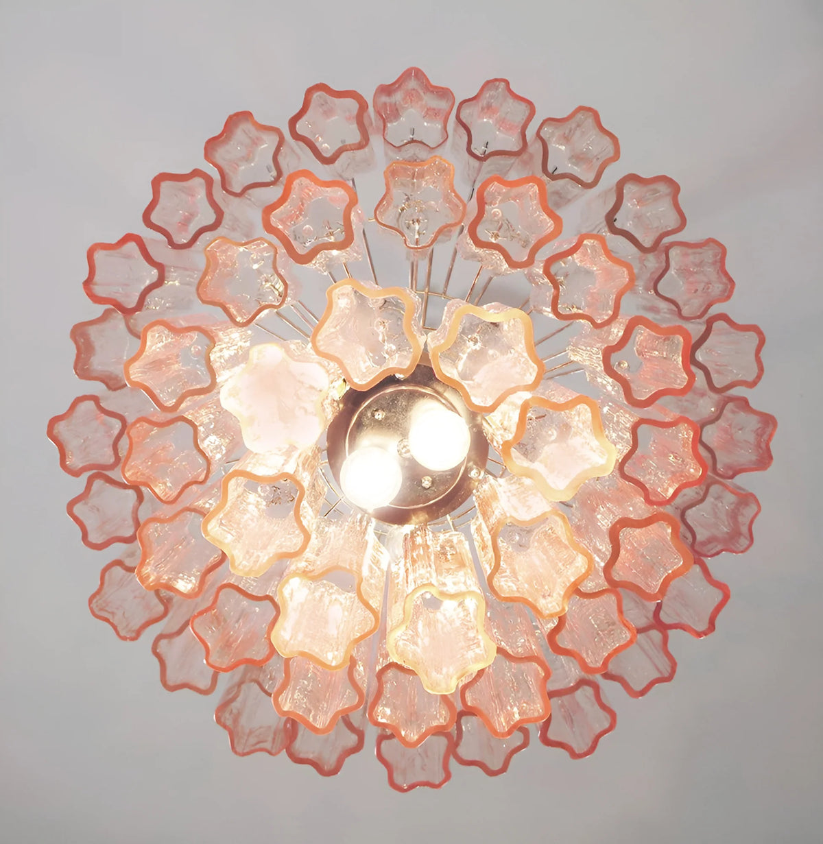 Elegant Pink Murano Glass Tube Chandelier
