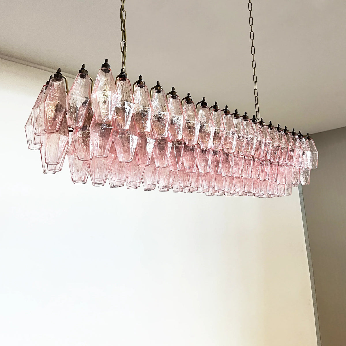 Elegant Pink Murano Poliedri Chandelier