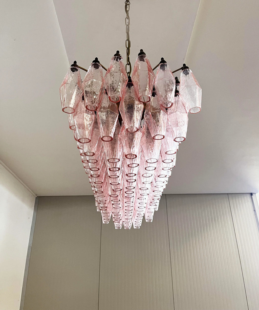 Elegant Pink Murano Poliedri Chandelier
