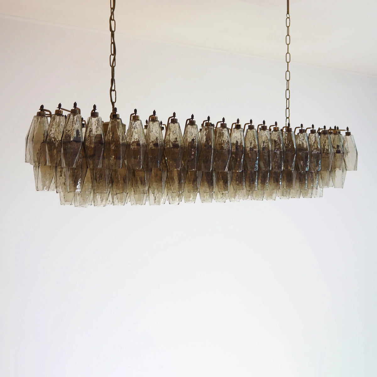 Elegant Smoked Murano Poliedri Chandelier