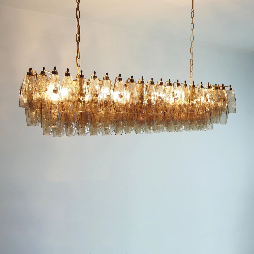Elegant Smoked Murano Poliedri Chandelier