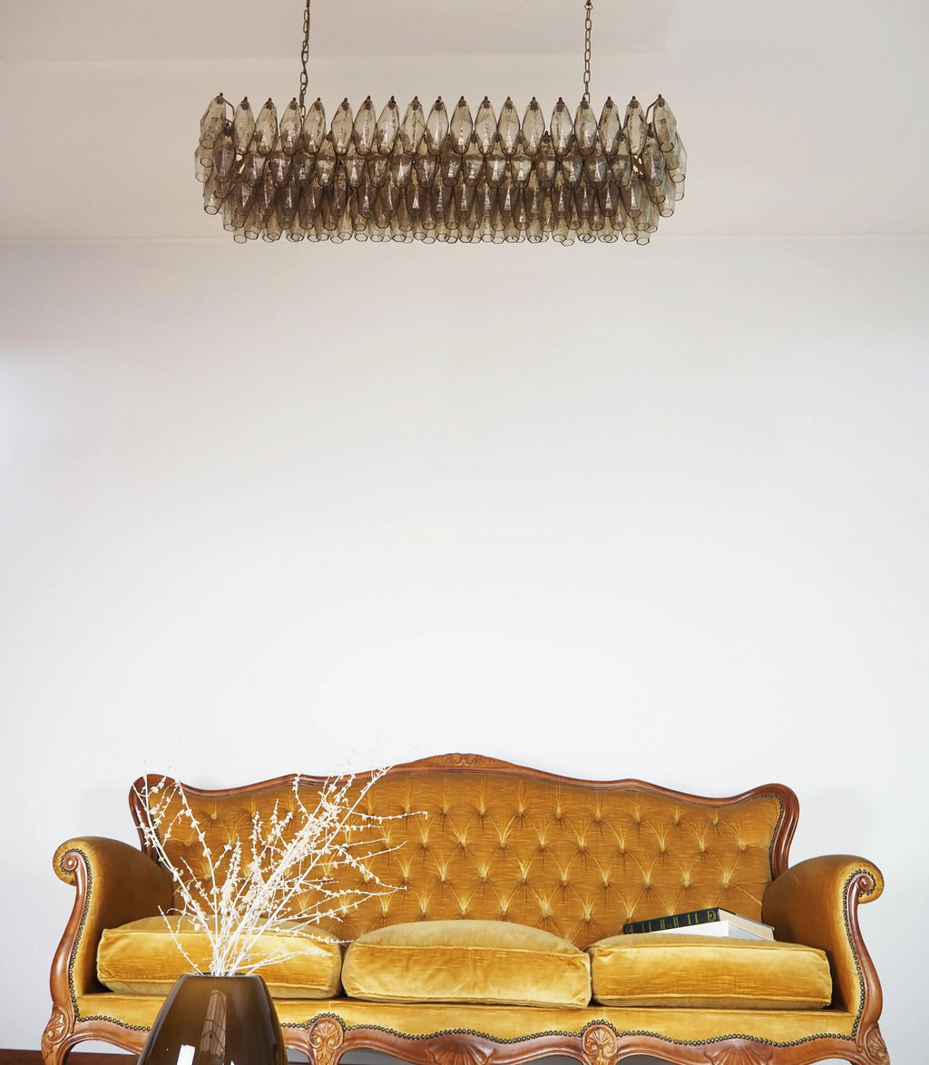 Elegant Smoked Murano Poliedri Chandelier