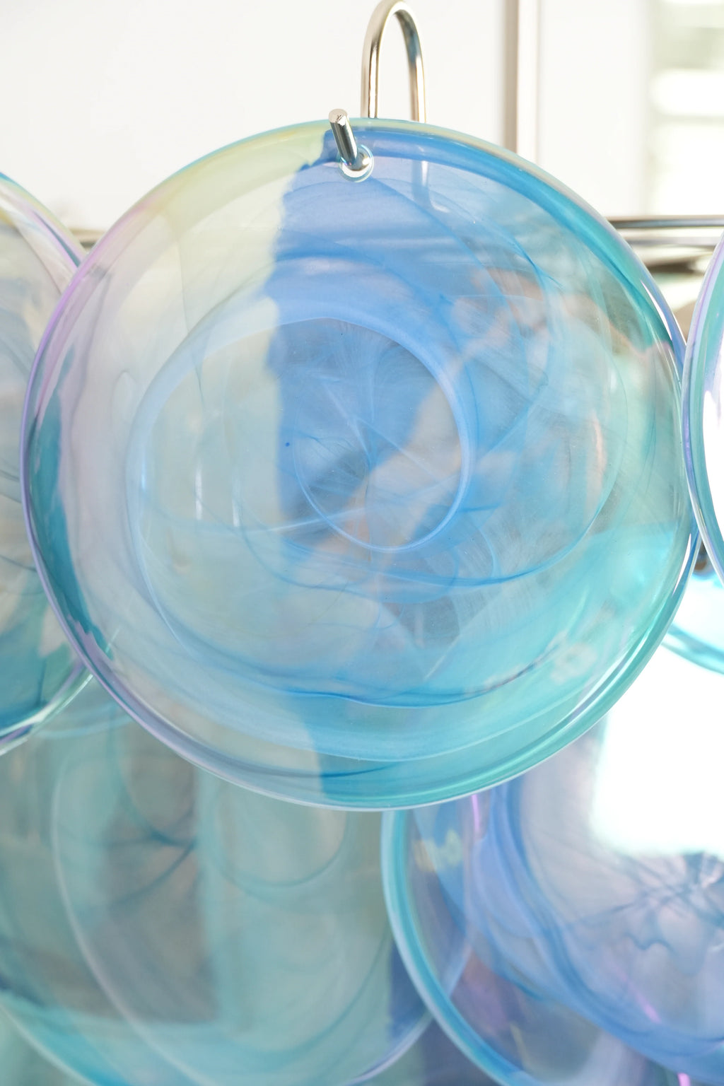 Elegant Blue Murano Disc Chandelier