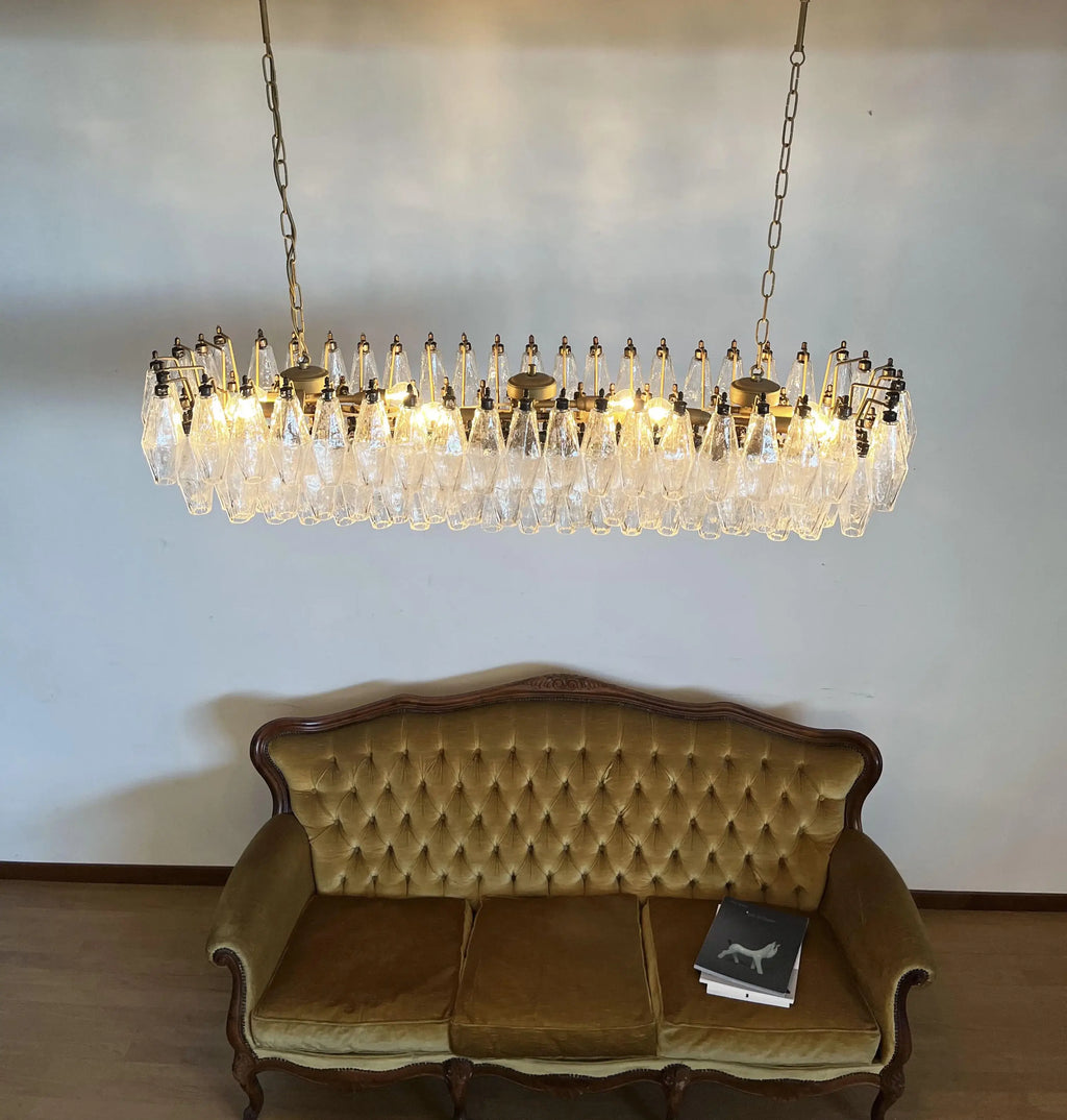 Elegant Transparent Murano Poliedri Chandelier
