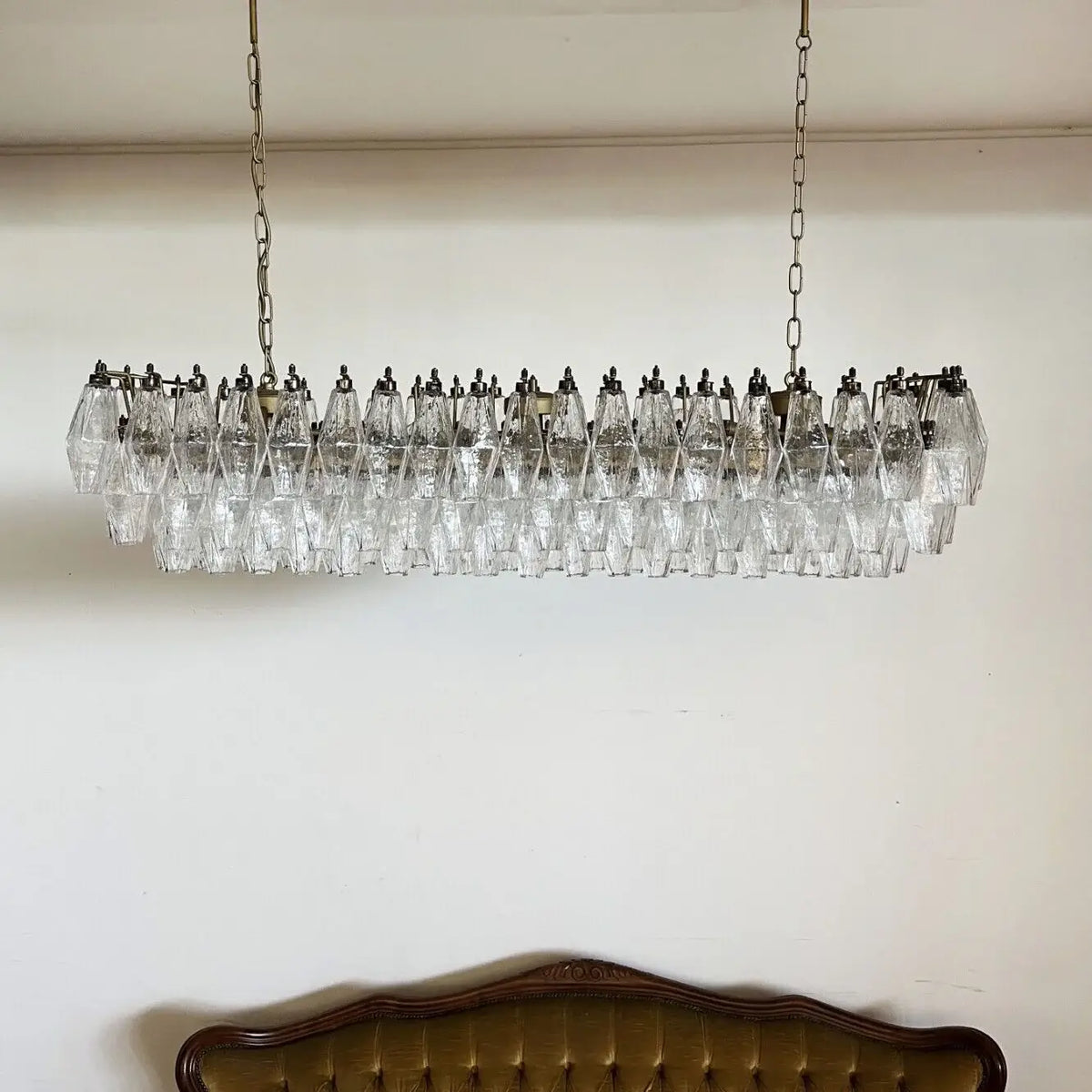 Elegant Transparent Murano Poliedri Chandelier